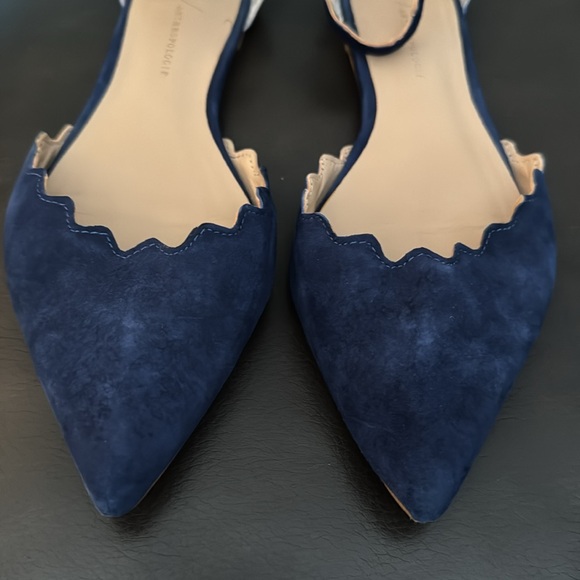 Anthropologie Navy Suede Scalloped Flats - Picture 2 of 6